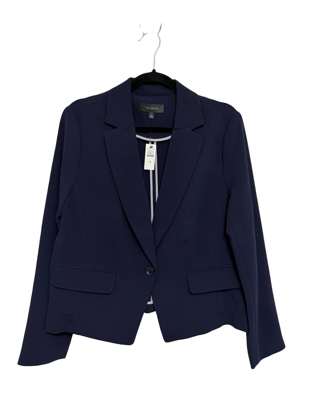 NEW Talbots Easy Travel Cropped Blazer in Navy Blue - Size 12